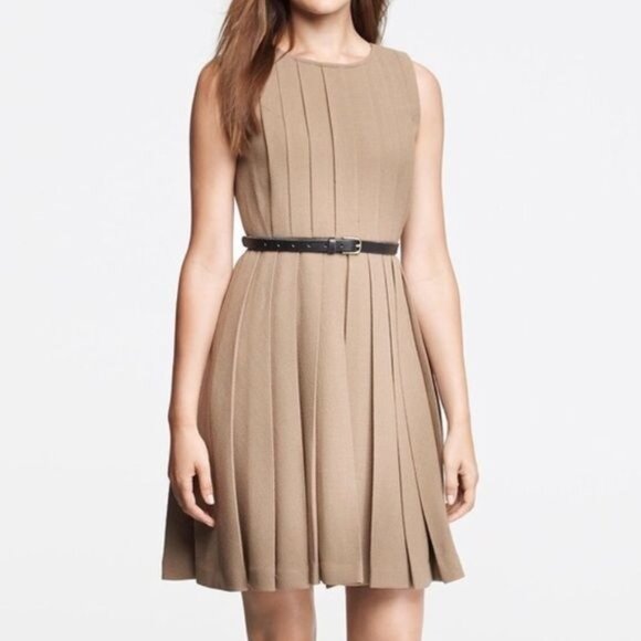 J Crew 4 Brown Sleeveless Pleated Wool Blend A Line School Girl Dress SALLY - Picture 1 of 6